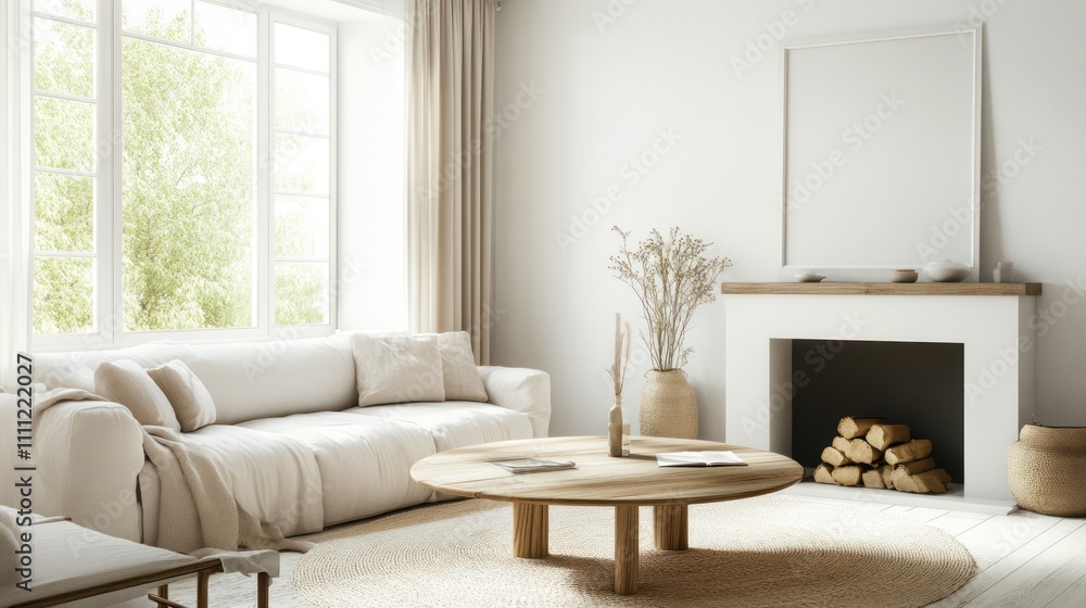 Fototapeta premium Minimalist Living Room Interior Design