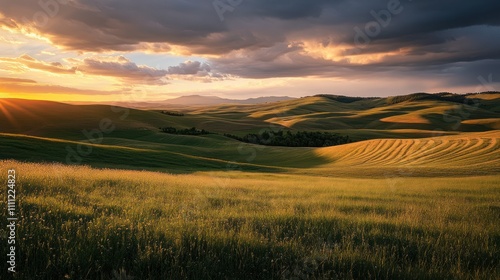 Sunset Over Rolling Hills