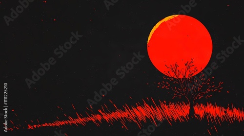 Fantasy-inspired night field image combining intricate pyrography details and digital techniques for a mystical and captivating design.