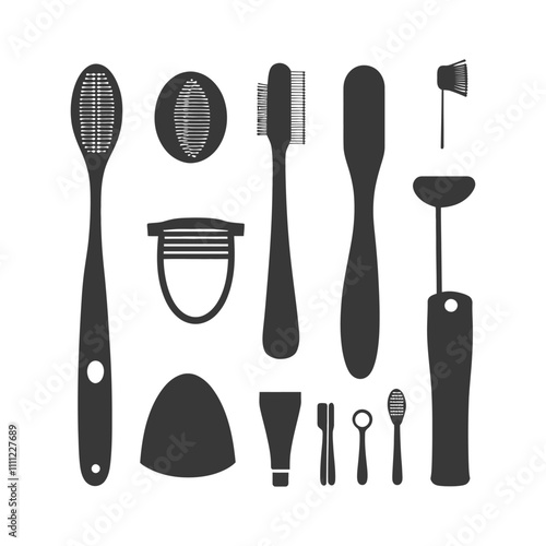 A Collection Of Black And White Kitchen Utensils