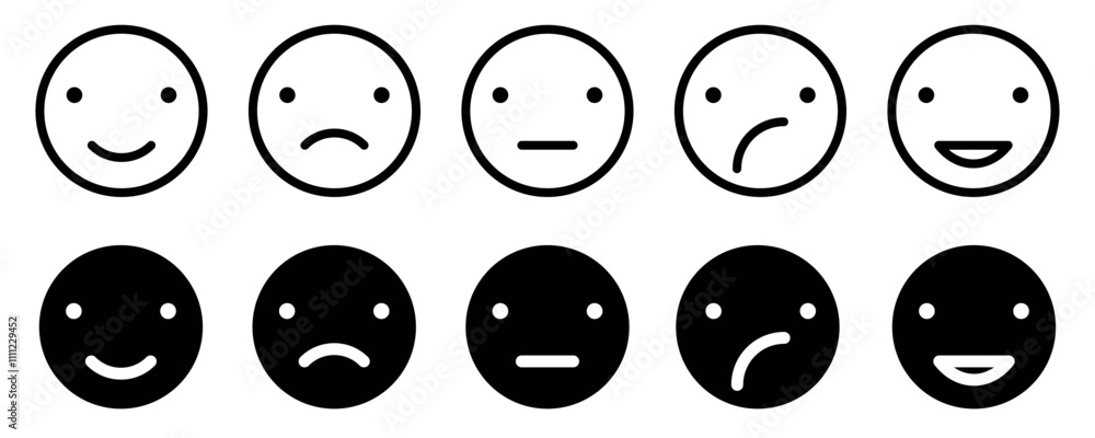 Emojis, thin line icon set. Outline symbol collection. Happy and sad face sign business concept. Emojis, thin line icon set. Outline symbol collection. Happy and sad face sign business concept.