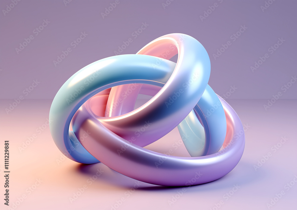 Fototapeta premium Abstract iridescent shape, 3d render