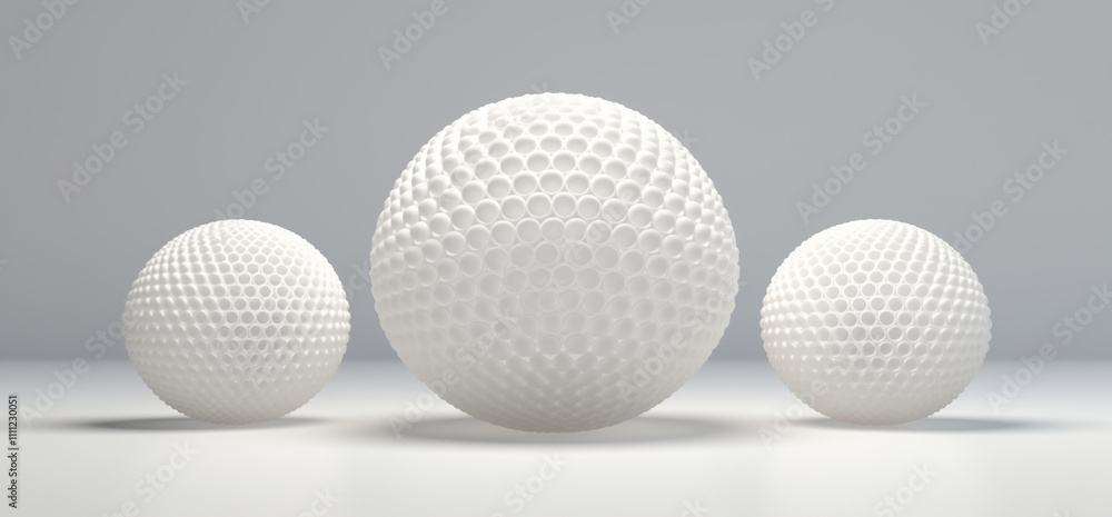 3D Render of Textured White Spheres on Minimal Grey Background - Modern and Geometric Abstract Design 3D Render of Textured White Spheres on Minimal Grey Background - Modern and Geometric Abstract Design