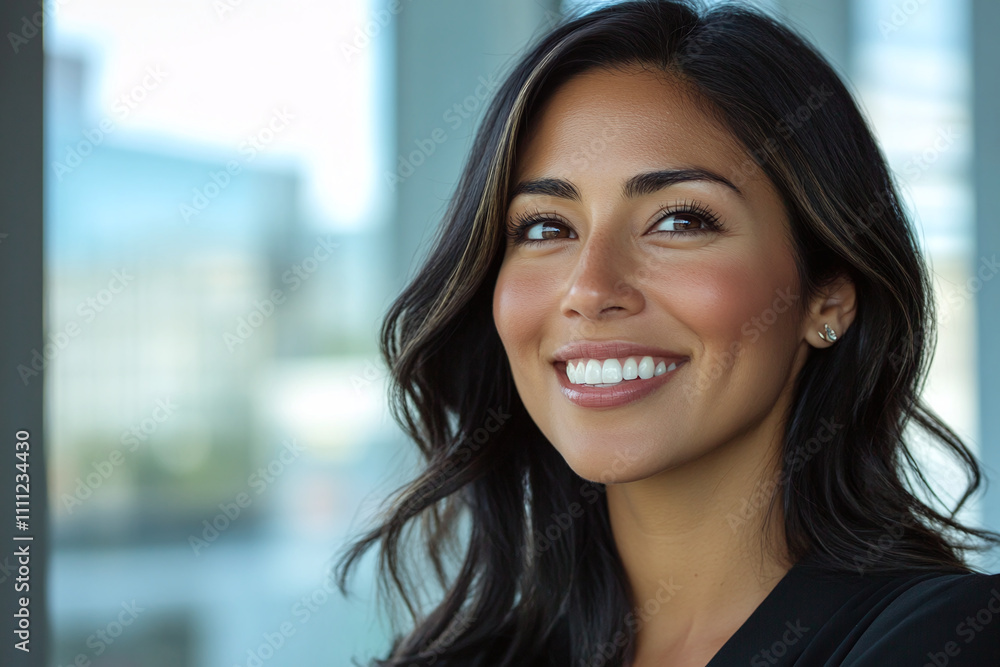 Profile picture of attractive successful latina woman doctor, feeling satisfied with career, healthcare mission. Profile picture of attractive successful latina woman doctor, feeling satisfied with career, healthcare mission.