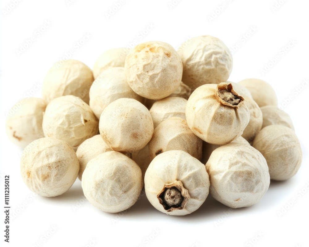 Isolated White Peppercorn on a Clean Surface: Aromatic Spice with Distinct Flavor and Herbaceous Aroma Isolated White Peppercorn on a Clean Surface: Aromatic Spice with Distinct Flavor and Herbaceous Aroma