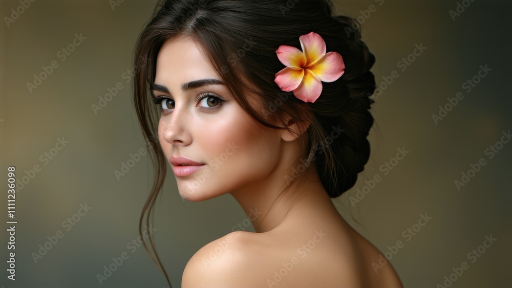 Woman with a flower in her hair Woman with a flower in her hair