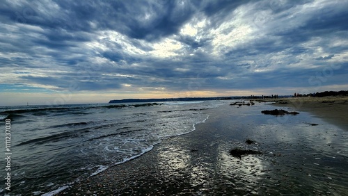 Beautiful sunset at beach in California