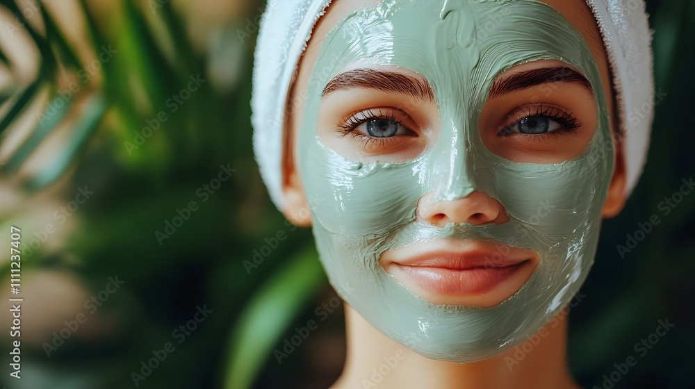 Woman in mask on face in spa beauty salon Woman in mask on face in spa beauty salon