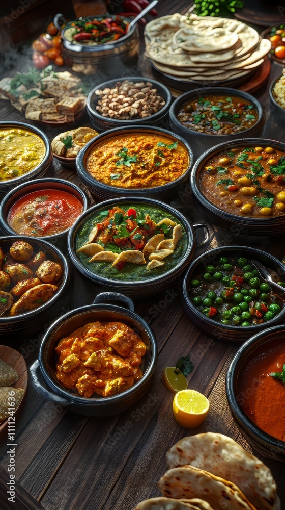 Variety of cooked curries on display at camden market in london. indian food. Ultra realistic. Photorealistic hypermaximalist advertising photography hyper realistic fine detail Variety of cooked curries on display at camden market in london. indian food. Ultra realistic. Photorealistic hypermaximalist advertising photography hyper realistic fine detail