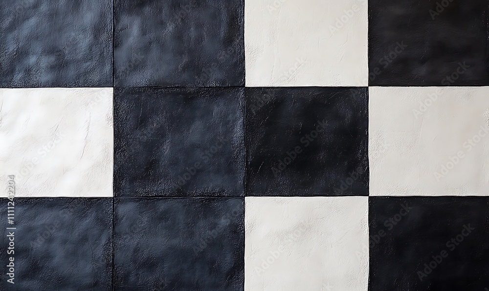 Fototapeta premium A checkered pattern of black and white tiles arranged in a grid formation.