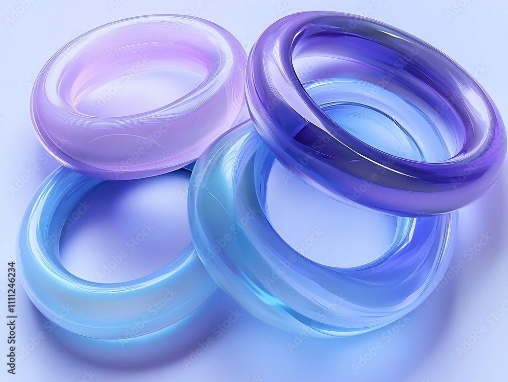 Abstract blue and purple colored rings, 3d render Abstract blue and purple colored rings, 3d render