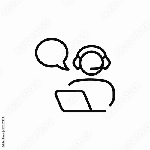 support center operator laptop speech bubble icon sign vector