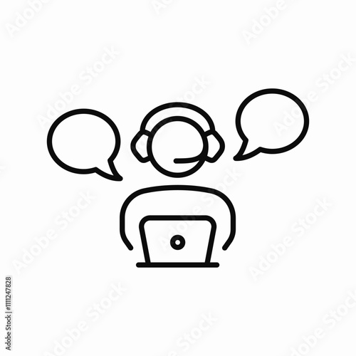 support center operator speech bubbles icon sign vector