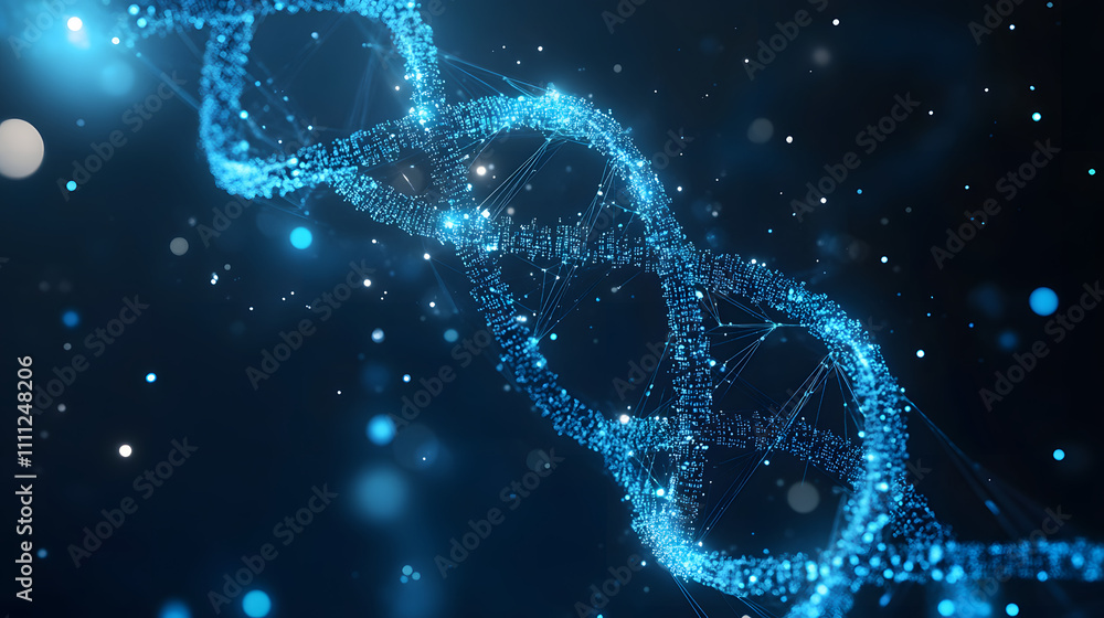 Abstract dark and blue digital background. Big data digital code, Data Communication and Transfer of DNA Biology. Futuristic information technology concept. Abstract dark and blue digital background. Big data digital code, Data Communication and Transfer of DNA Biology. Futuristic information technology concept.