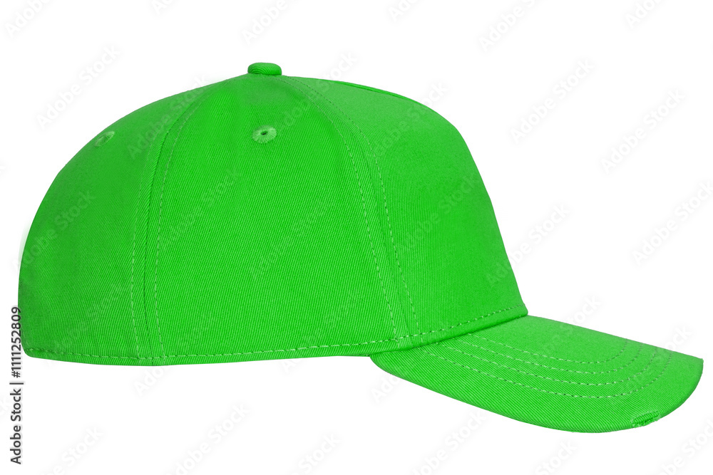 Bright Green Baseball Cap Isolated Bright Green Baseball Cap Isolated
