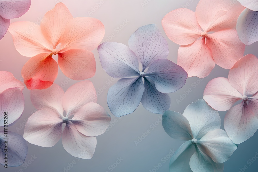 soft pastel flowers and hydrangea petals creating a dreamy floral background with delicate design and nature close-up beauty soft pastel flowers and hydrangea petals creating a dreamy floral background with delicate design and nature close-up beauty