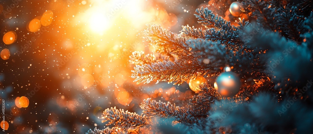 Enchanting Christmas Scene with Decorated Tree and Snowflakes Cozy Home Environment Holiday Celebration Warm Glow of Season's Spirit Enchanting Christmas Scene with Decorated Tree and Snowflakes Cozy Home Environment Holiday Celebration Warm Glow of Season's Spirit