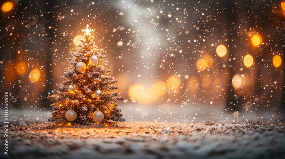 Serene Christmas Tree Amid Snowflakes and Warm Lights Cozy Winter Wonderland Festive Holiday Spirit Enchanting Atmosphere Nature's Beauty Serene Christmas Tree Amid Snowflakes and Warm Lights Cozy Winter Wonderland Festive Holiday Spirit Enchanting Atmosphere Nature's Beauty