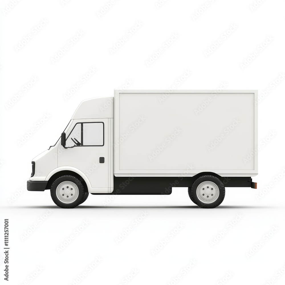 Minimalist White Delivery Truck Isolated on White Background for Commercial and Logistic Use Minimalist White Delivery Truck Isolated on White Background for Commercial and Logistic Use