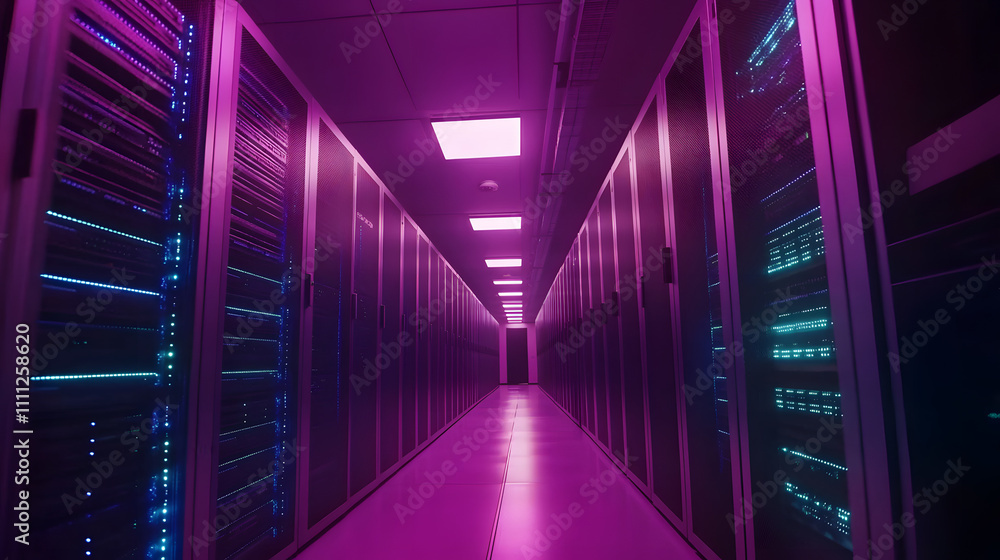 Inside Large Data Center. Advanced Cloud Computing Concept. Corridor with Server Racks and Cabinets full of Hard Drives
Inside Large Data Center. Advanced Cloud Computing Concept. Corridor with Server Racks and Cabinets full of Hard Drives