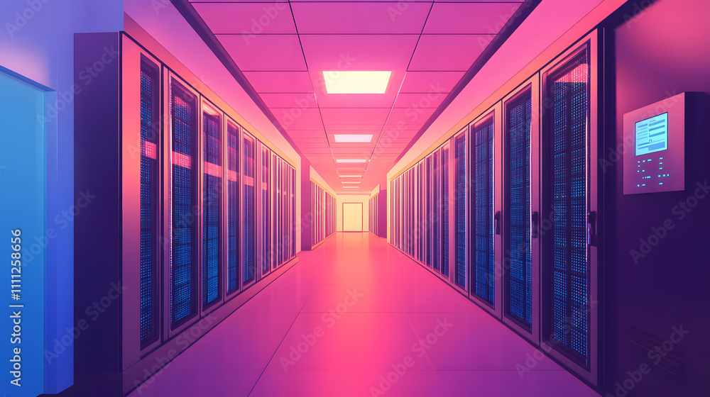 Inside Large Data Center. Advanced Cloud Computing Concept. Corridor with Server Racks and Cabinets full of Hard Drives
Inside Large Data Center. Advanced Cloud Computing Concept. Corridor with Server Racks and Cabinets full of Hard Drives