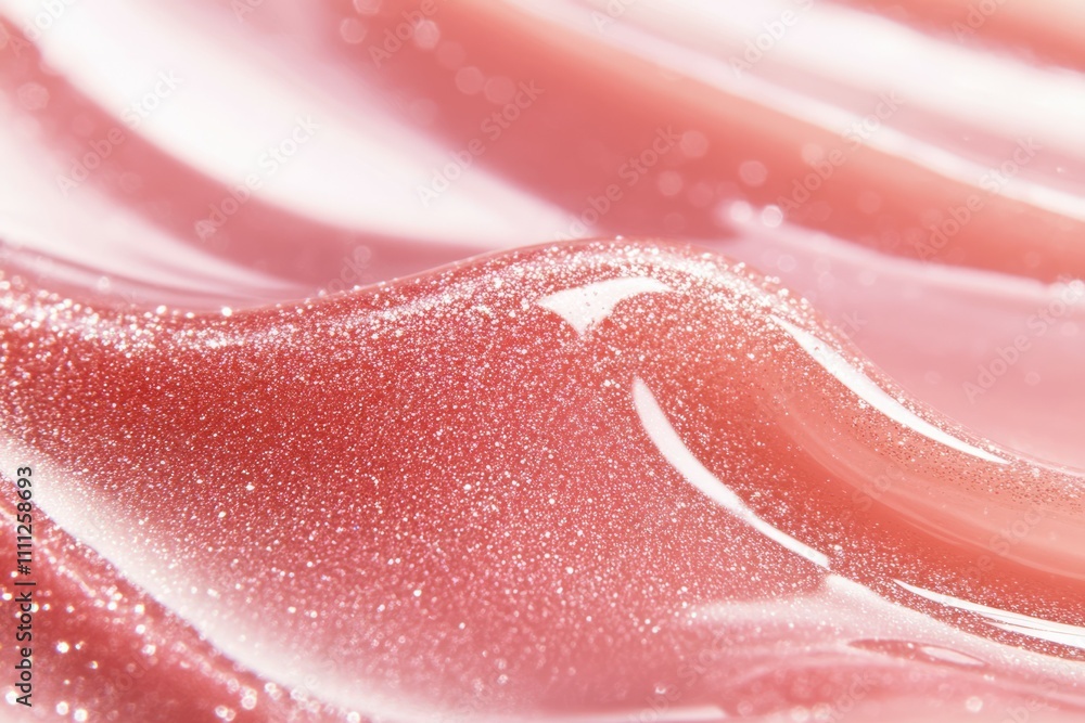 Fototapeta premium Photo of Fresh lip gloss smear of bright pink color. Background texture for backdrops or mapping
