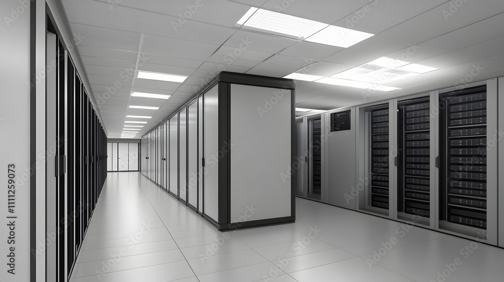 Inside Large Data Center. Advanced Cloud Computing Concept. Corridor with Server Racks and Cabinets full of Hard Drives
Inside Large Data Center. Advanced Cloud Computing Concept. Corridor with Server Racks and Cabinets full of Hard Drives