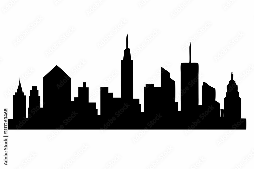 Obraz premium City Skyline Silhouette Illustration