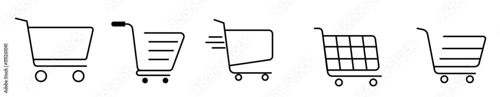 Shopping cart. Supermarket basket vector set. Shopping icon set. Shopping cart icon. Trolley icon vector. Shopping cart. Supermarket basket vector set. Shopping icon set. Shopping cart icon. Trolley icon vector.