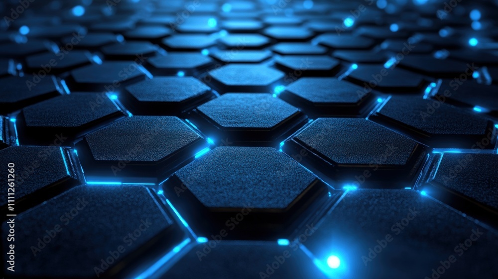 Obraz premium Abstract hexagonal blue glowing tech background.