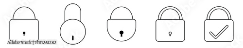 Lock icon set. Padlock and closed. Locked icon. icon set, vector, icons, open, closed.