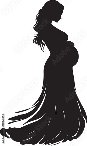Pregnant Woman Silhouette Vector Illustration