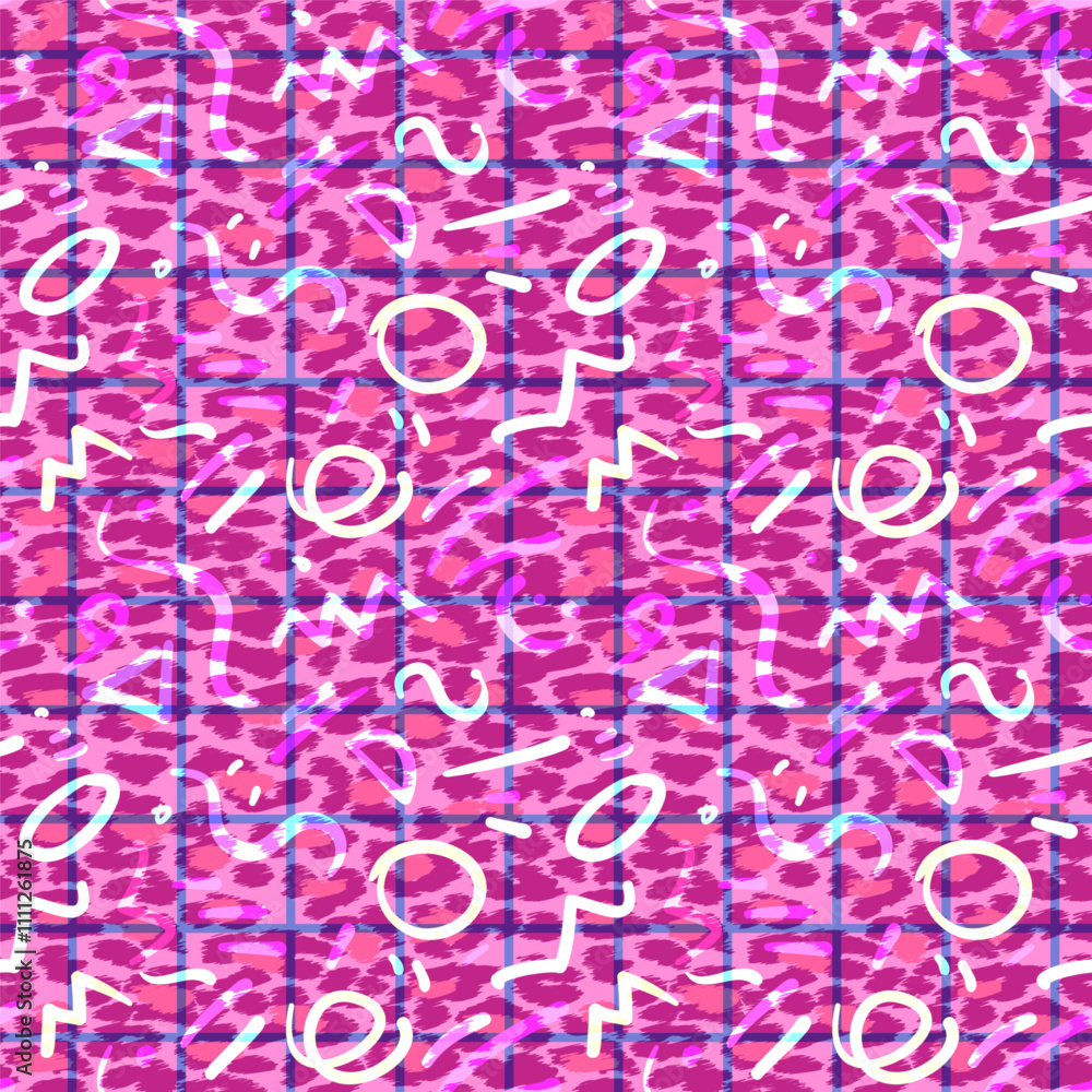 A vibrant, abstract geometric pattern in Memphis style featuring bold colors, dynamic shapes, and playful textures. Perfect for modern design projects, this vector illustration is ideal for A vibrant, abstract geometric pattern in Memphis style featuring bold colors, dynamic shapes, and playful textures. Perfect for modern design projects, this vector illustration is ideal for