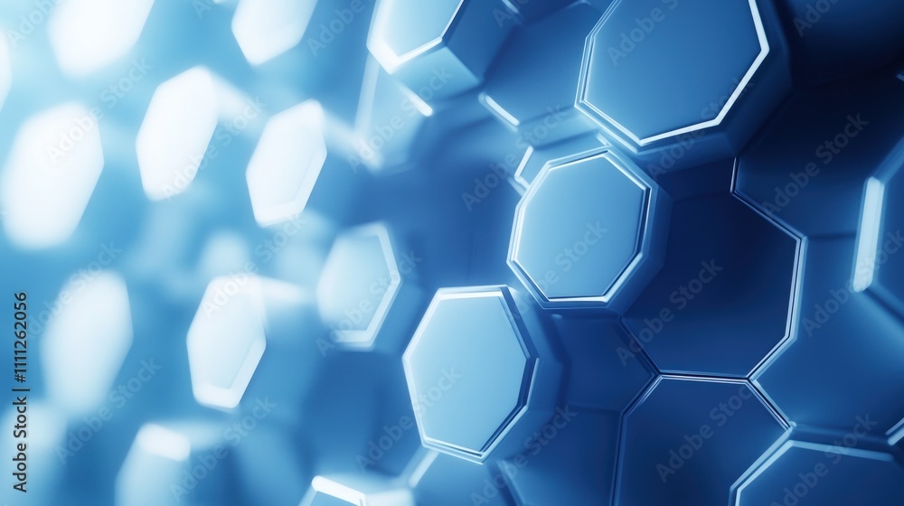 Abstract blue hexagonal pattern background.