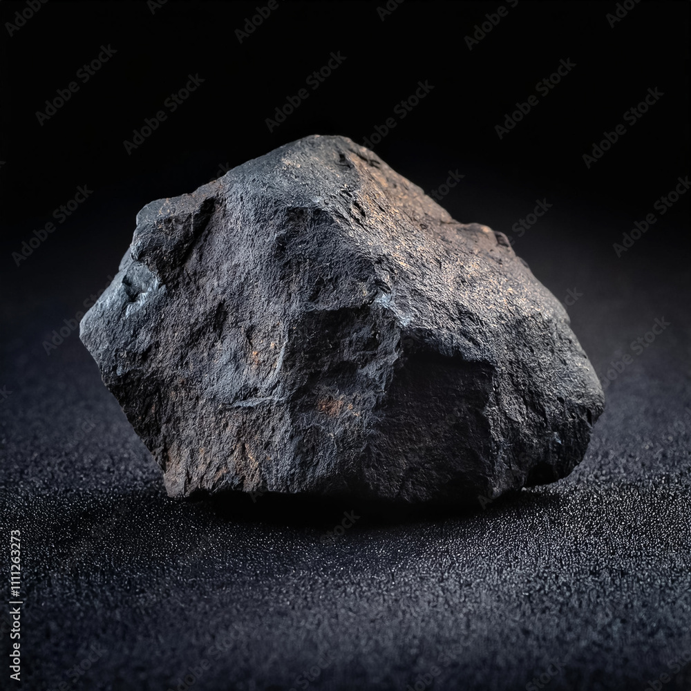 Rough volcanic rock on dark ground surface Rough volcanic rock on dark ground surface