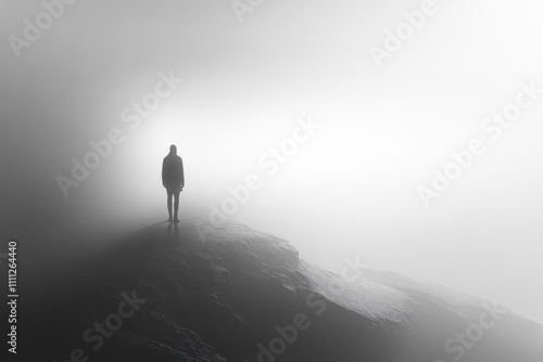 silhouette of a person in the fog