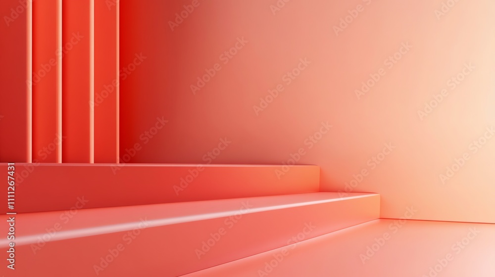 Obraz premium An abstract background of geometric shapes in coral.