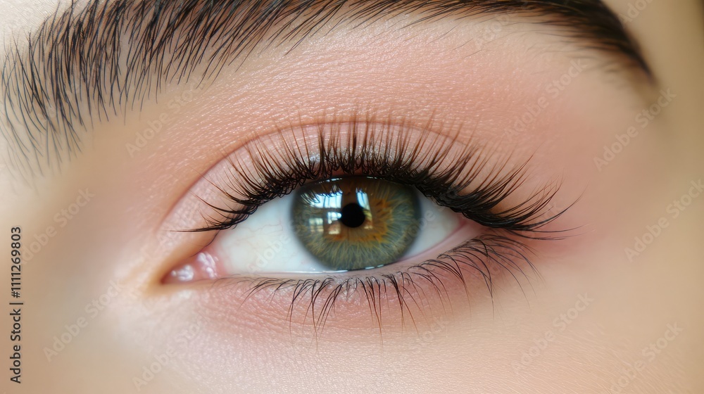 Close-up of a Beautiful Human Eye with Long Eyelashes and Makeup Close-up of a Beautiful Human Eye with Long Eyelashes and Makeup