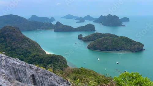 Scenic view from the top of a hill in Ang Thong National Marine Park, Thailand