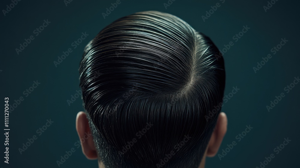Fototapeta premium Smooth and Sleek Hairstyle with Glossy Finish from Rear View