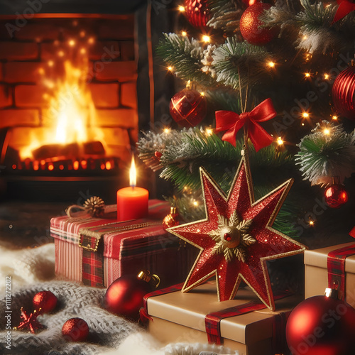  Festive Christmas Tree Surrounded by Gifts
