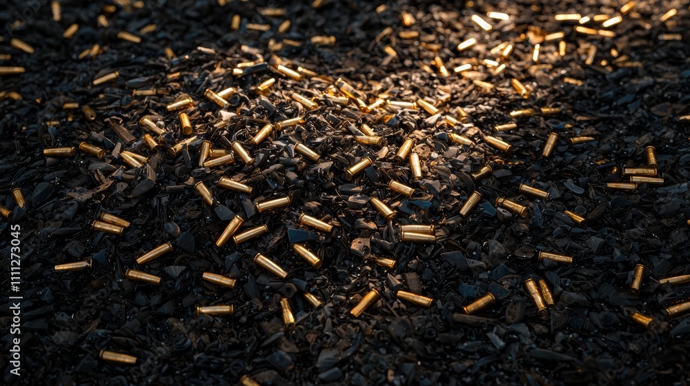 Exploring spent shell casings in a natural setting close-up photography outdoor environment Exploring spent shell casings in a natural setting close-up photography outdoor environment