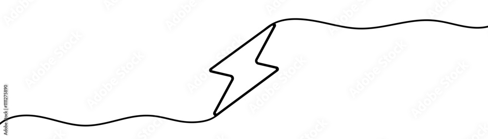 Continuous one line drawing of energy lightning icon charging vector illustration Continuous one line drawing of energy lightning icon charging vector illustration