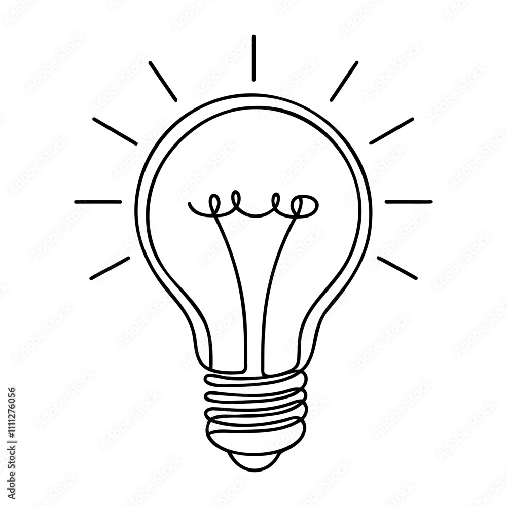 Continuous one line drawing bulb lamp vector illustration minimalism concept of idea Continuous one line drawing bulb lamp vector illustration minimalism concept of idea