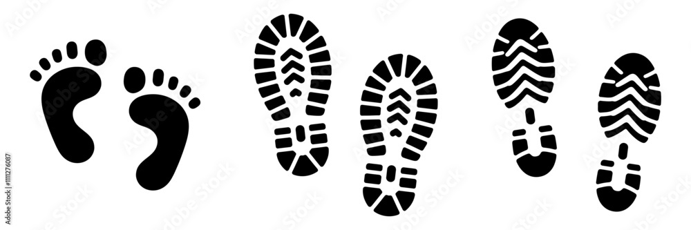 Human footprints icon set. Vector Human footprints icon set. Vector
