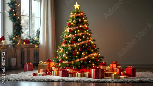 Arbol navideño con muchos regalos 