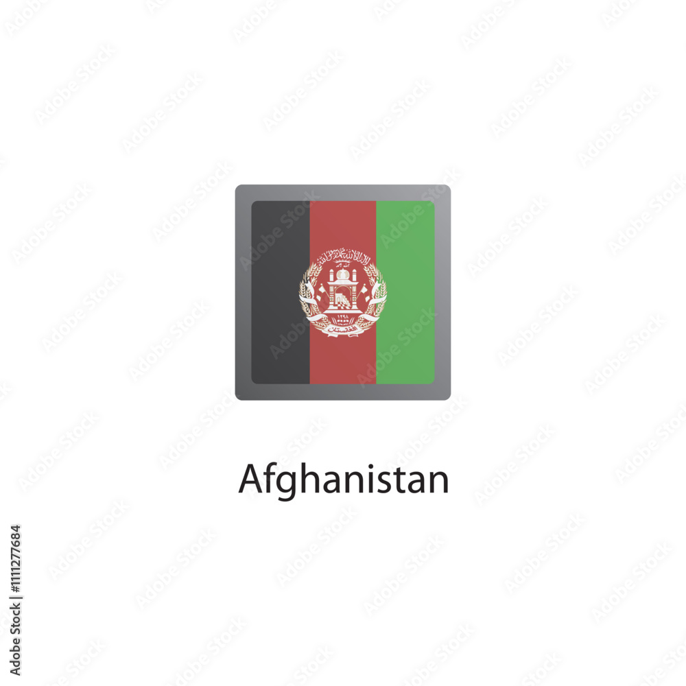 Flat square icon ofAfghanistan flag. Simple vector illustration. Flat square icon ofAfghanistan flag. Simple vector illustration.