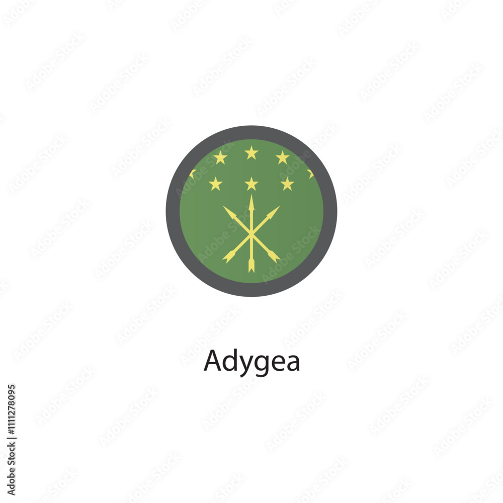 Round icon ofAdygea flag. Simple vector illustration. Round icon ofAdygea flag. Simple vector illustration.