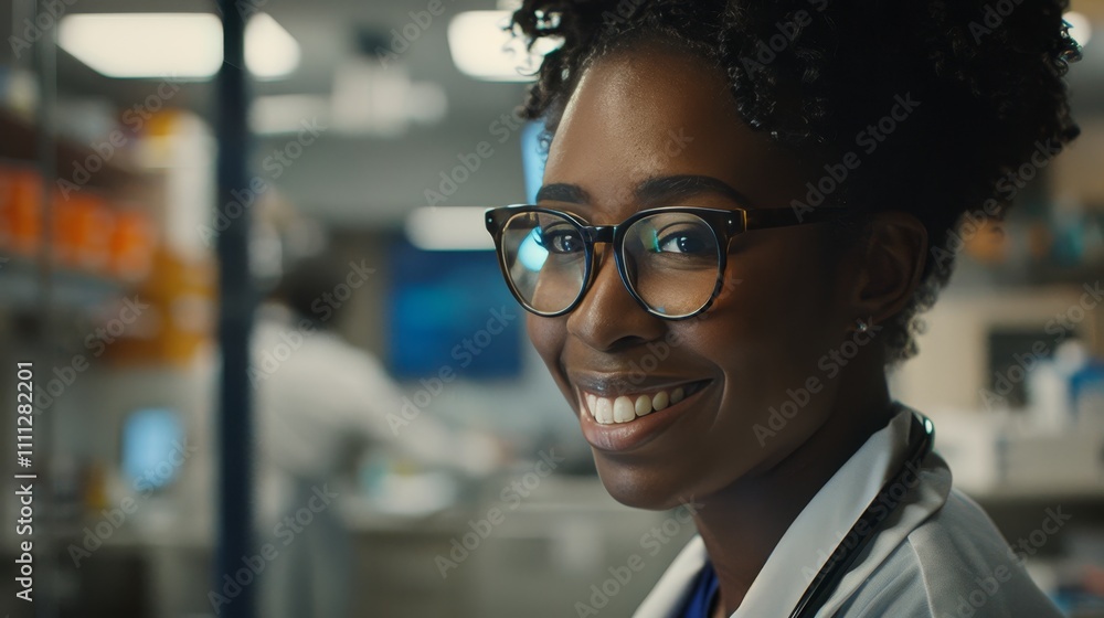 Close up side view of a female doctor taking notes while observing a laptop screen Close up side view of a female doctor taking notes while observing a laptop screen