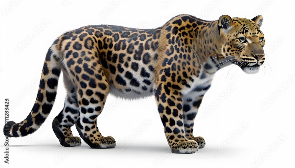 Obraz premium Amur Leopard on White